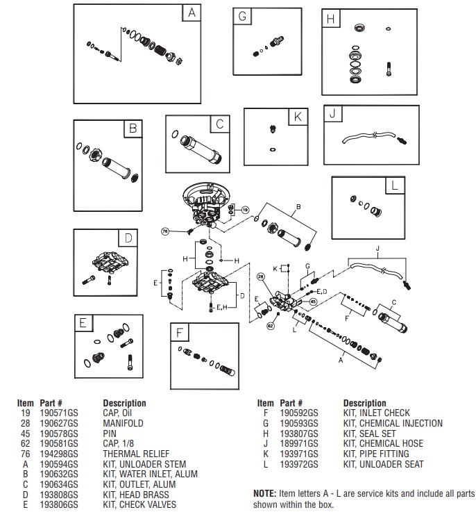 Troy-bilt model 020245 pump breakdown & parts